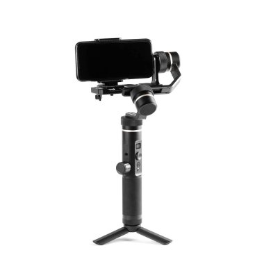 Üç eksenli sabitleyici smartphone. Yakın çekim. Beyaz arka plan üzerinde izole.