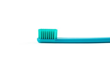 Güzel mavi diş fırçası. Yakın çekim. Beyaz arka plan üzerinde izole.