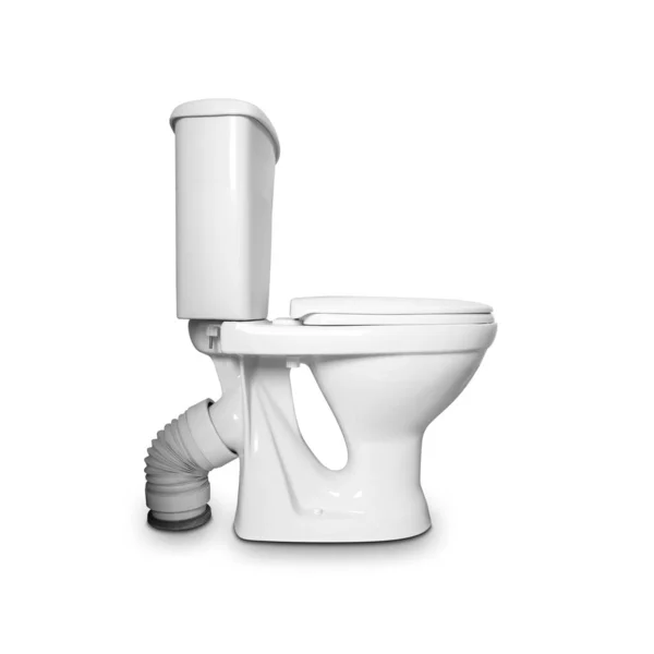 Weiße Keramik-Toilette. Seitenansicht. Nahaufnahme. isoliert auf weißem Bac — Stockfoto