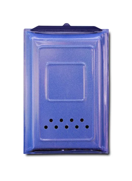 La cassetta della posta blu. Chiudete. Isolato su sfondo bianco — Foto Stock
