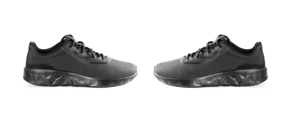 Μαύρα αθλητικά γυναικεία αθλητικά παπούτσια. Κλείσε. Απομονωμένα σε λευκό — Φωτογραφία Αρχείου