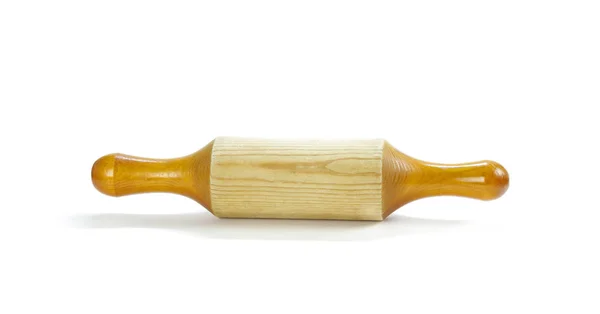 Rodillo de madera. De cerca. Aislado sobre fondo blanco — Foto de Stock