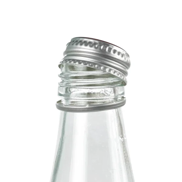 Glazen Fles Met Metalen Deksel Sluit Maar Geïsoleerd Witte Achtergrond — Stockfoto