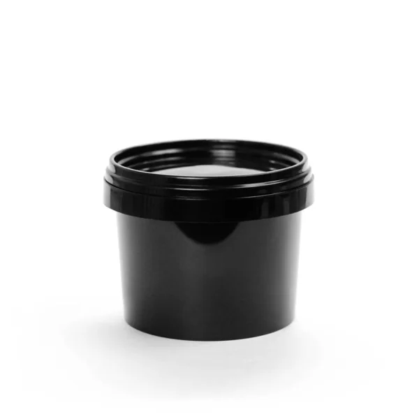 Black jar of face cream. Close up. Isolated on white background — Stock Photo, Image