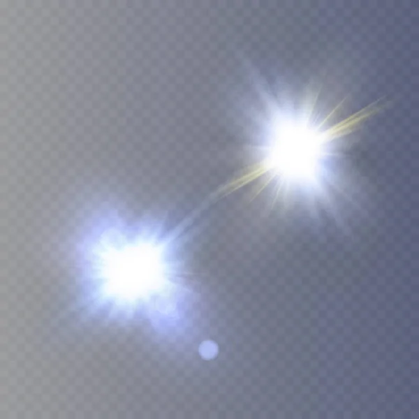 星上的透明的背景下 光线影响 矢量图 闪闪发光的爆炸 Sun Magic — 图库矢量图片