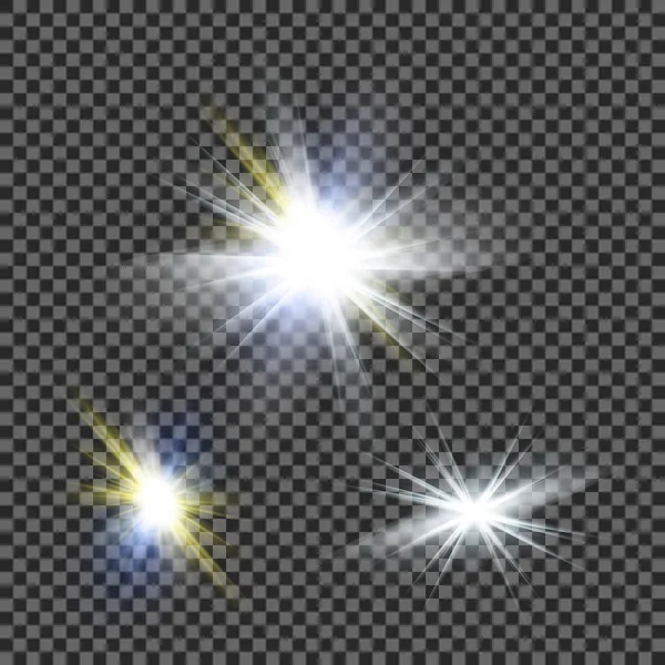 Зірка Прозорому Фоні Світловий Ефект Векторна Ілюстрація Вибух Блискітками Sun — стоковий вектор