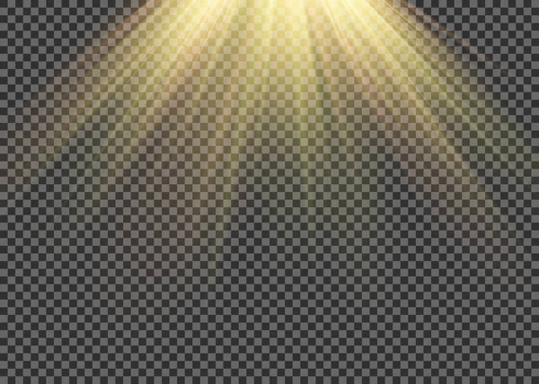 Ljusbloss Specialeffekt Med Strålar Ljus Och Magiska Gnistrar Glow Transparent — Stock vektor
