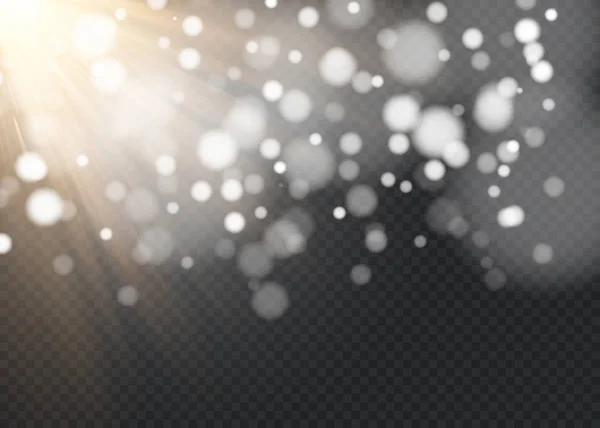 Efecto Caída Vectorial Nieve Aislado Sobre Fondo Transparente Con Bokeh — Vector de stock