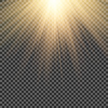 Işık, ışık ve sihirli parıltılarla özel efekt oluşturur. Şeffaf vektör ışık efekti seti, patlama, sim, kıvılcım, güneş ışığı.
