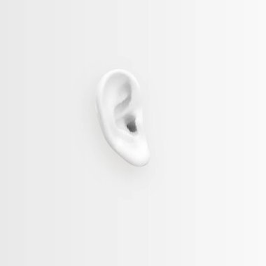 İşitme, dikkat et. Arka plan ile gerçekçi kulak. Vektör çizim.