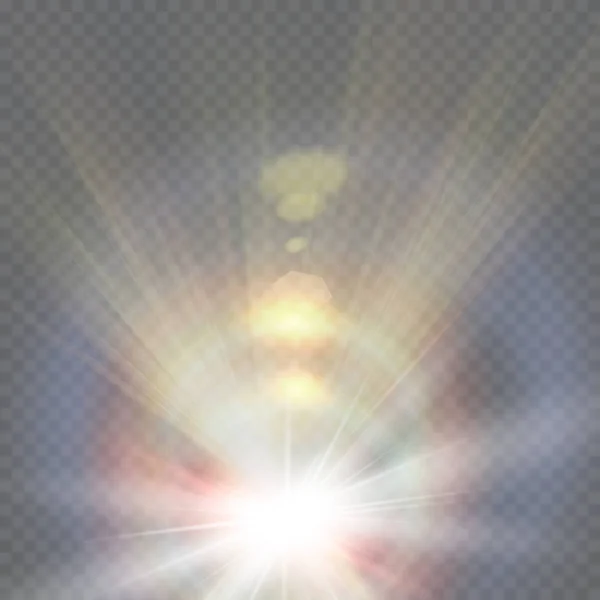 Luce Solare Trasparente Vettoriale Luce Flash Lente Speciale Effect Front — Vettoriale Stock