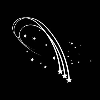 Soyut Kayan Yıldız - Beyaz Arkaplanda Zarif Yıldız İzli Siyah Kayan Yıldız