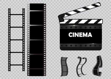 Sinema clappers izole ayarla. Vektör çizim