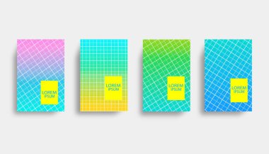 Son moda neon geometrik figürler modern malzeme tasarım stili duvar kağıdı. Kağıt kartı ve soyut renkli şekiller vektör arka plan