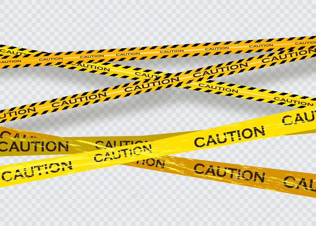 Caution lines isolated. Warning tapes. Danger signs. Vector illustration.