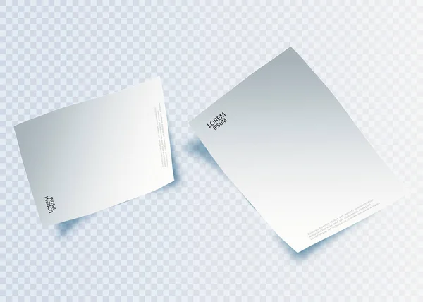 Hoja Papel Blanco Con Rizo Página Sombra Elemento Diseño Para — Vector de stock