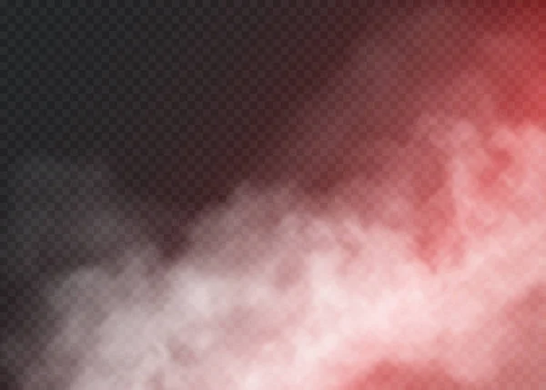 红雾或烟雾色隔离透明特效 白色矢量混浊 薄雾烟雾背景 — 图库矢量图片