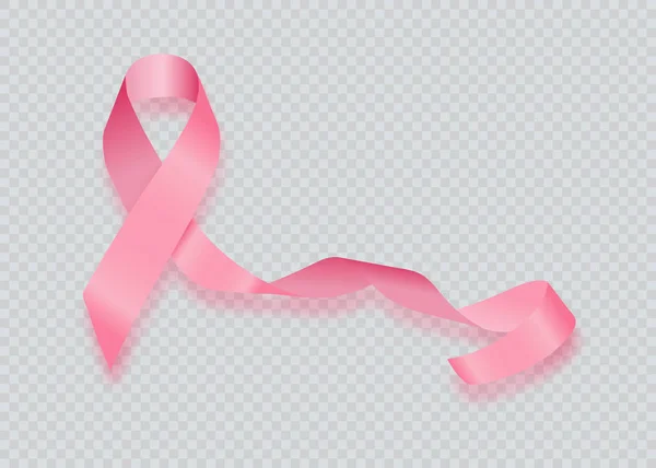 Realistische Roze Lint Borst Kanker Bewustzijn Symbool — Stockvector