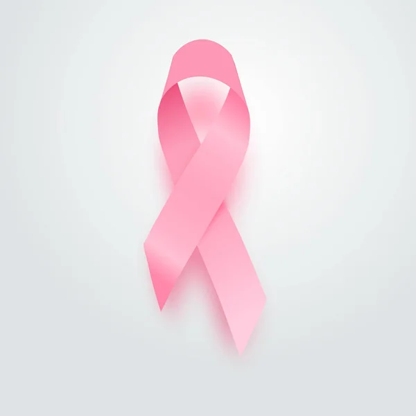 现实的粉红丝带 乳腺癌癌症认识符号 — 图库矢量图片