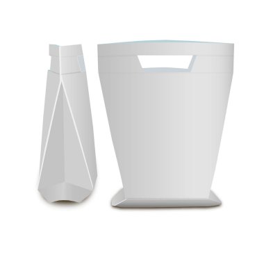 3D boş Stand Up saplı çanta Snack poşet çanta. Yukarı, şablon alay. İllüstrasyon izole beyaz arka plan üzerinde. Tasarımınız için hazır.