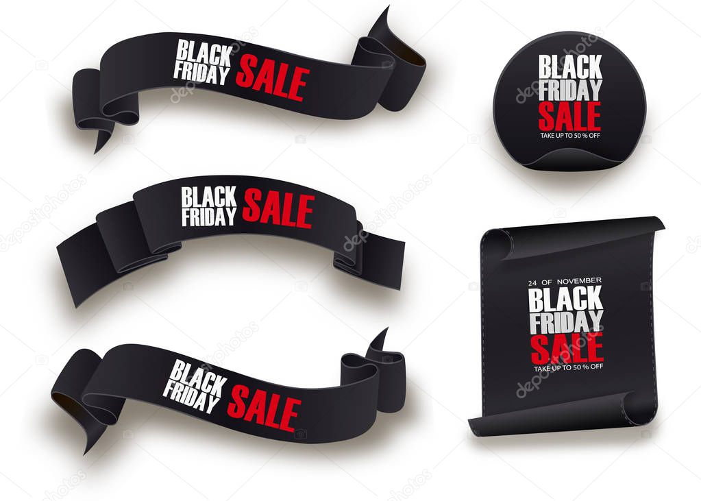 Black Friday Sale Abstract Background. sale banner. Ribbon. Tag. Vector illustration