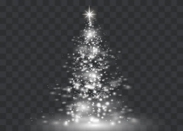 Silberner Weihnachtsbaum Auf Transparentem Hintergrund — Stockvektor