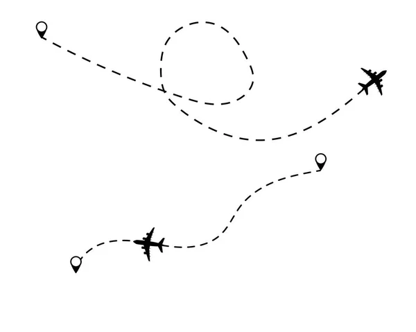 Concepto Viaje Avión Avión Con Punto Inicio Línea Ruta Fondo — Archivo Imágenes Vectoriales