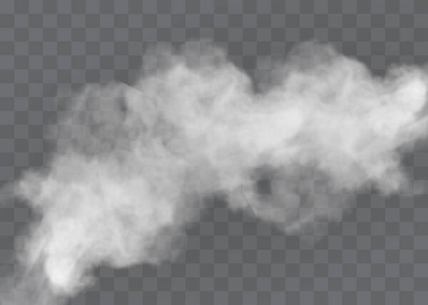 Transparent special effect stands out with fog or smoke. White cloud vector, fog or smog.