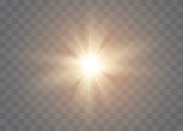 Faíscas amarelas brilham efeito de luz especial. O vetor brilha no fundo transparente. Natal padrão abstrato. Partículas de poeira mágica espumante — Vetor de Stock