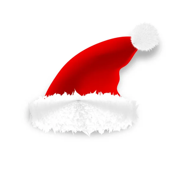 Vettore Realistico Cappello Babbo Natale Isolato Sfondo Bianco — Vettoriale Stock