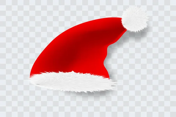 Beyaz Arka Plan Üzerinde Izole Gerçekçi Vektör Noel Baba Şapkası — Stok Vektör