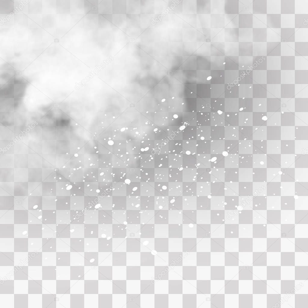 Snow and wind on a transparent background. White gradient decorative element.vector illustration. winter and snow with fog. wind and fog.