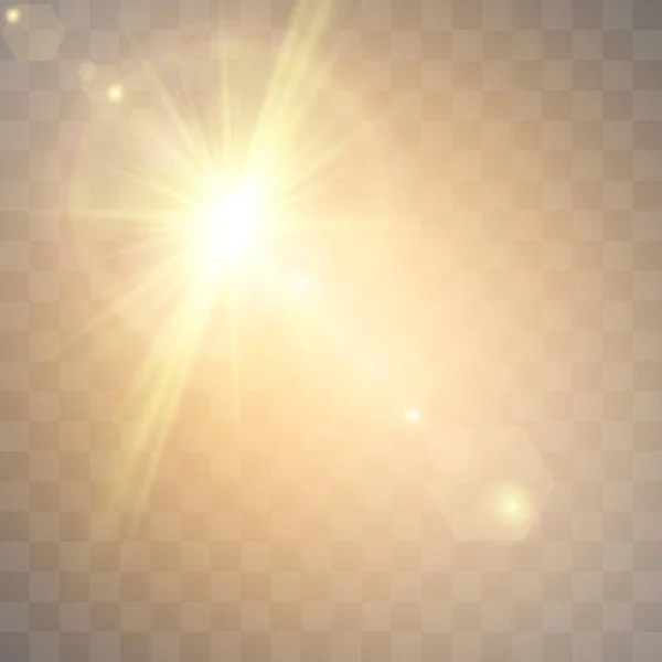 Lumière Soleil Sur Fond Transparent Effet Lumineux Star Flashé Paillettes — Image vectorielle