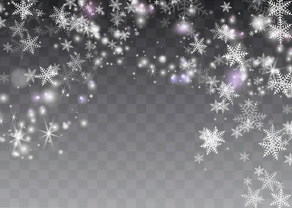 Witte Vonken Glinsteren Speciale Lichteffect Vector Schittert Transparante Achtergrond Kerst — Stockvector