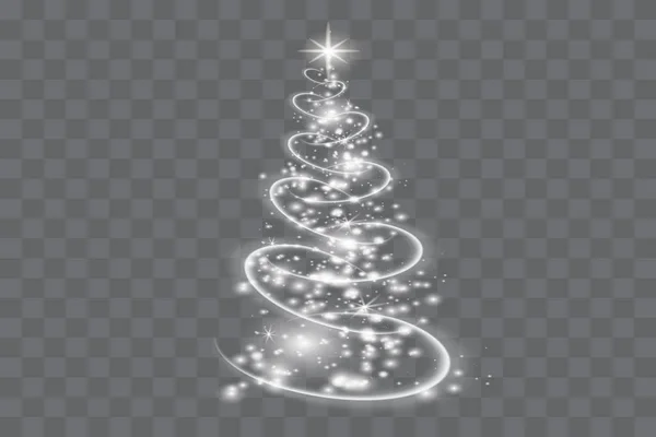 Zilveren Kerstboom Transparante Achtergrond Christmas Abstract Patroon — Stockvector