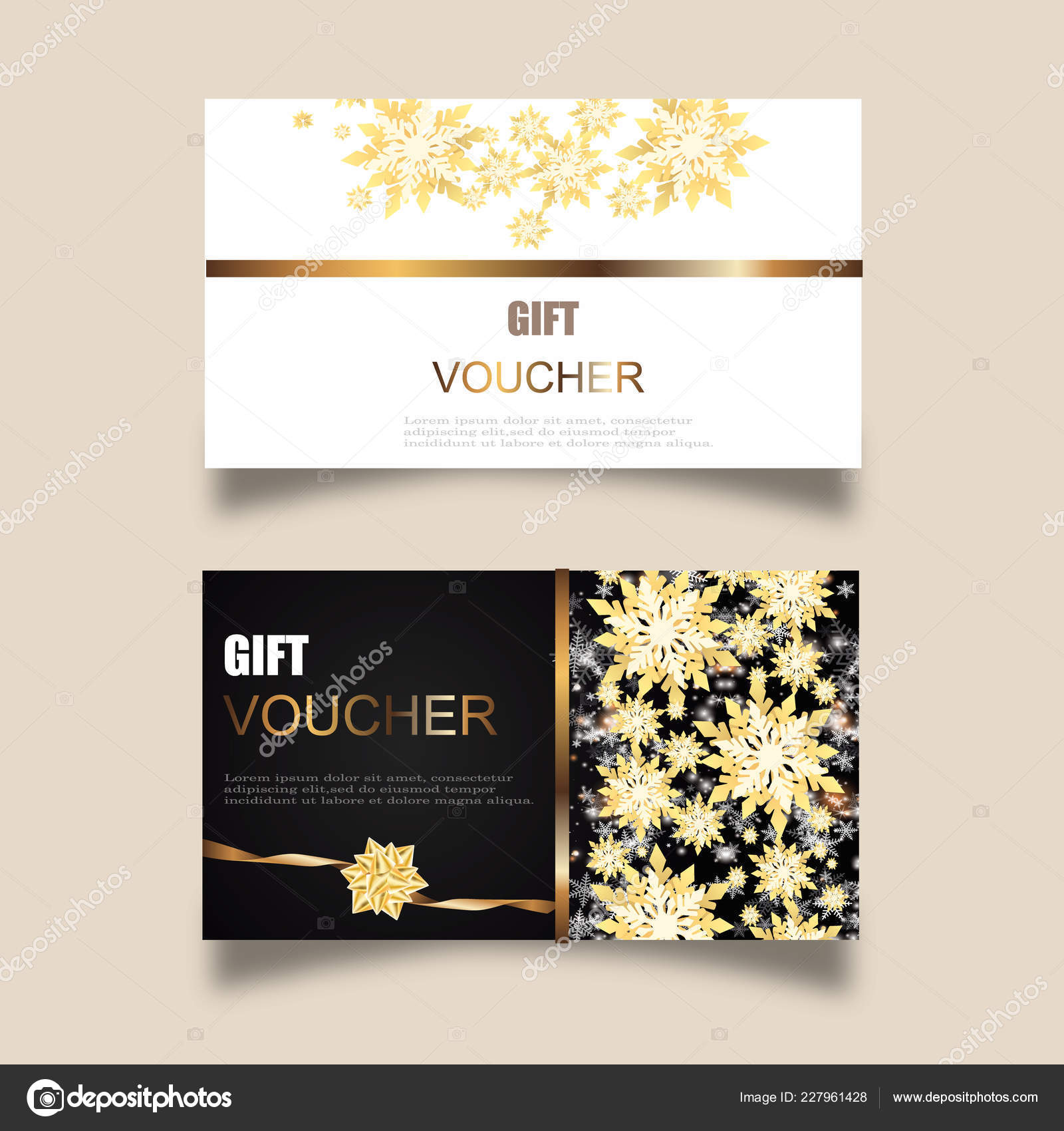 Vector Set Luxury Gift Vouchers Ribbons Gift Box Elegant Template Pertaining To Elegant Gift Certificate Template