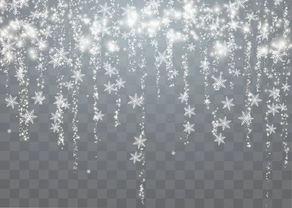 크리스마스 어두운 배경에서 눈송이가 떨어져 나갑니다 스노우 일러스트 — 스톡 벡터