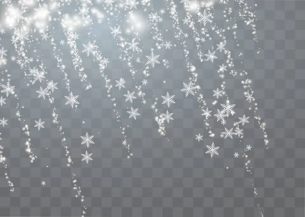圣诞节的雪在黑暗的背景上飘落的雪花 下雪了矢量说明 — 图库矢量图片
