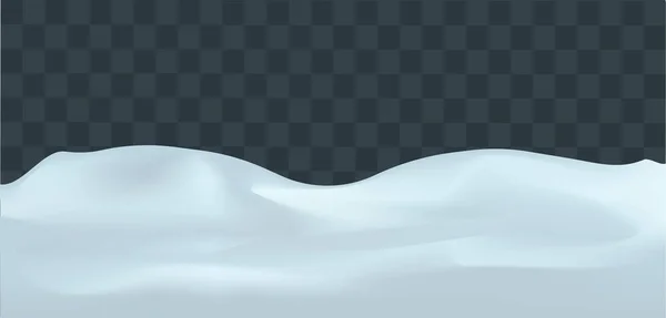 Paysage enneigé isolé sur fond transparent foncé. Illustration vectorielle de la décoration hivernale. Fond de neige. Dérive de neige — Image vectorielle