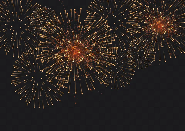 Conjunto de fuegos artificiales vectoriales aislados sobre un fondo transparente . — Archivo Imágenes Vectoriales