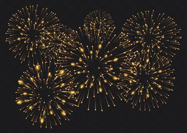 Verzameling van geïsoleerde vector vuurwerk op een transparante achtergrond. — Stockvector