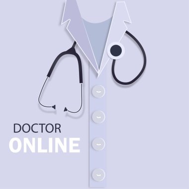 Tıbbi geçmişi. Online Doktor kavramı. Vektör şablonu için broşür veya tebrik kartı