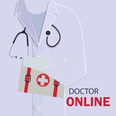 Tıbbi geçmişi. Online Doktor kavramı. Vektör şablonu için broşür veya tebrik kartı