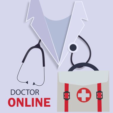 Tıbbi geçmişi. Online Doktor kavramı. Vektör şablonu için broşür veya tebrik kartı
