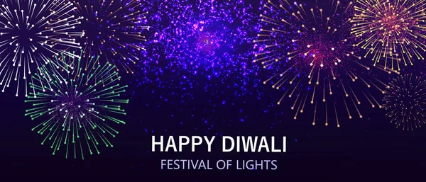 Cartel Luces Del Festival Diwali Diwali Vacaciones Brillante Fondo Con — Archivo Imágenes Vectoriales