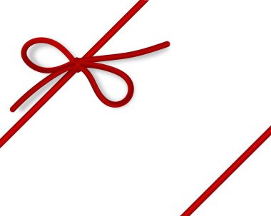 Parlak kırmızı saten kurdele beyaz arka plan üzerinde. Vektör kırmızı yay ve şerit.