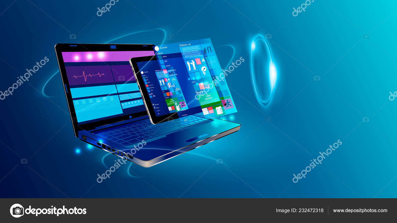 Software abstract background. PC software creation business