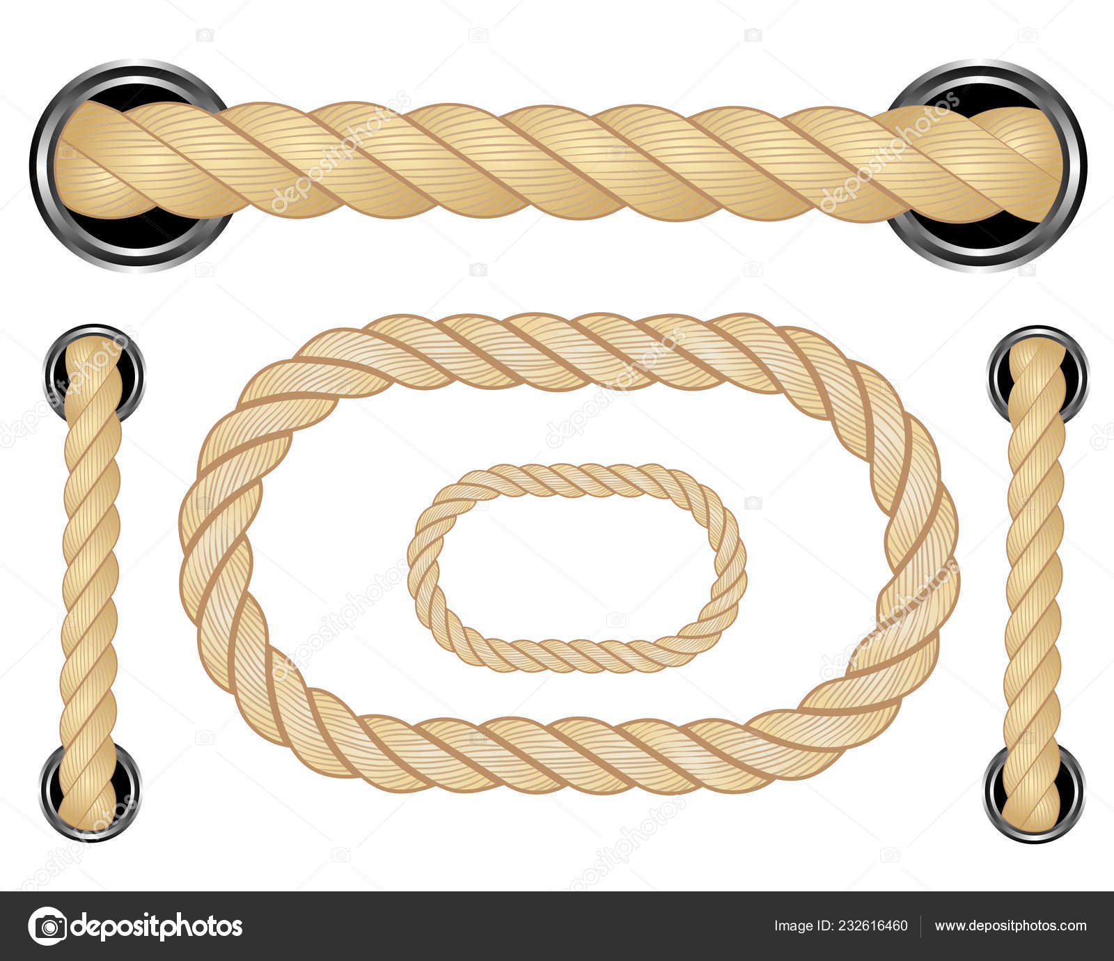 Nautical Rope Square Rope Frames Cord Borders Sailing Vector