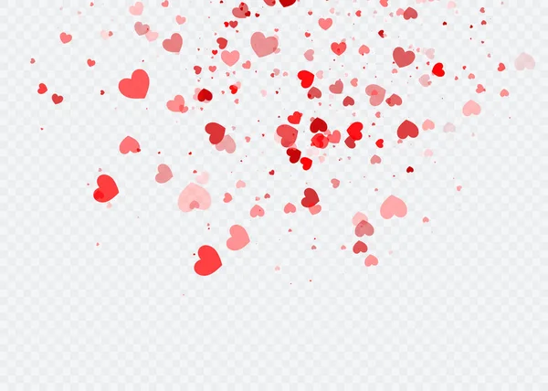 Les Confettis Cardiaques Tombent Isolés Concept Saint Valentin Formes Coeur — Image vectorielle