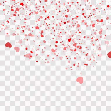 Kalp konfeti izole düşme. Sevgililer günü kavramı. Kalp şekiller arka plan kaplaması.